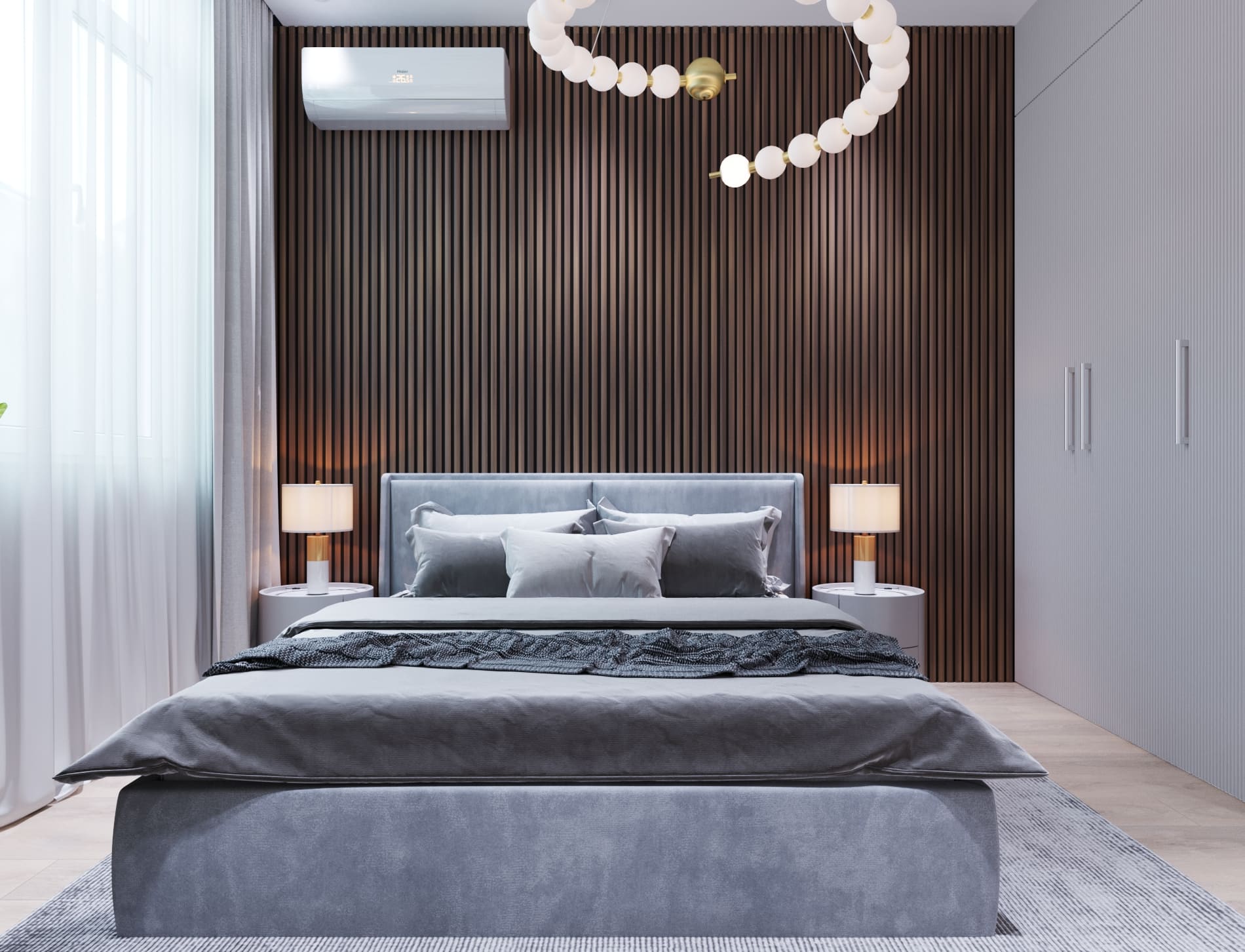 МДФ стеновая панель акустическая Cosca Decor Сканди Дуб Старинный Натуральный черный войлок 1200×600×19 фото в интерьере